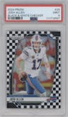 Josh Allen from the 2024 Panini Prizm set featuring a Black & White Checker parallel graded by PSA and given an overall grade of 9.