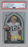 Aaron Rodgers from the 2017 Panini Prizm set graded by PSA and given an overall grade of 9.