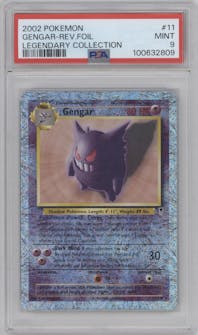 Gengar from the 2002 Pokemon  set graded by PSA and given an overall grade of 9.