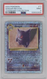 Gengar from the 2002 Pokemon set graded by PSA and given an overall grade of 9.