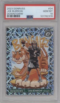 Joe Burrow from the 2023 Donruss Optic set graded by PSA and given an overall grade of 10.
