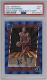 Scottie Barnes from the 2021-22 Panini Donruss set featuring a  Blue Holo Laser parallel graded by PSA and given an overall grade of 9.