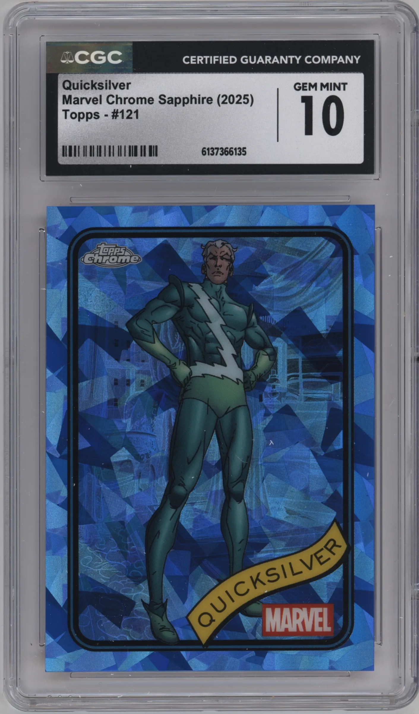 2025 Topps Chrome Sapphire Edition Marvel Quicksilver CGC 10