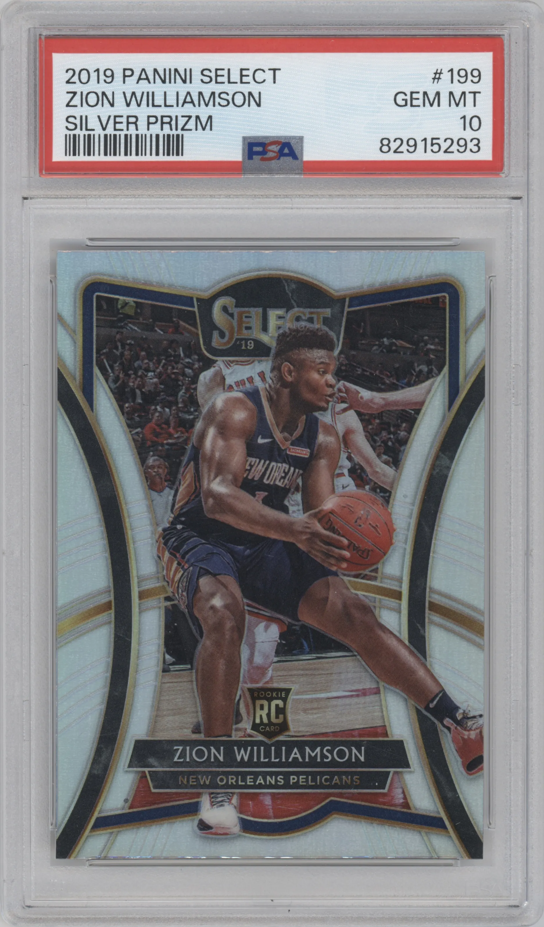2019 Panini Select Pre.Lvl. Zion Williamson Silver Prizm PSA 10