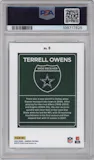 Terrell Owens from the 2024 Donruss set graded by PSA and given an overall grade of 9.