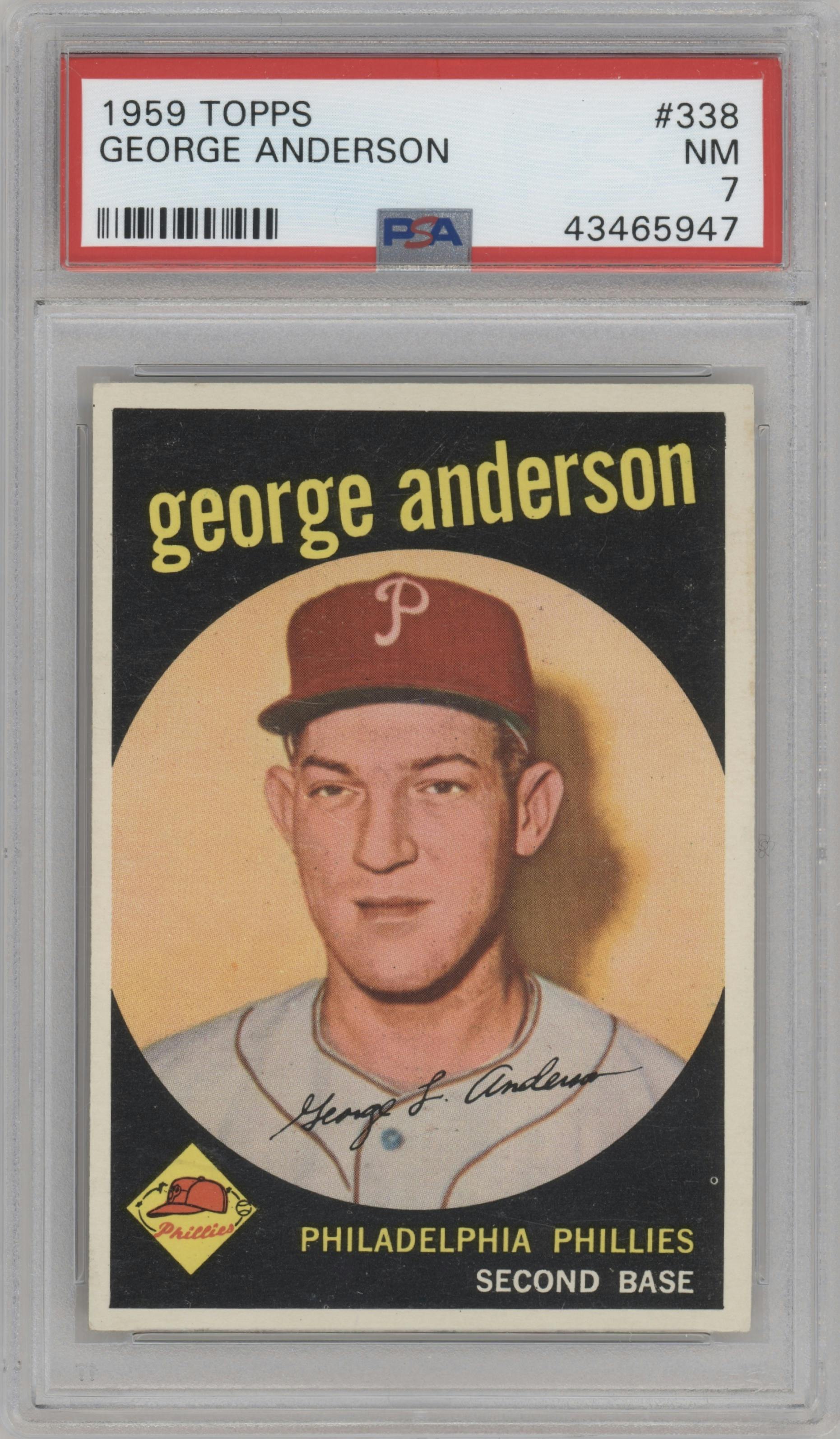 Sparky Anderson, George Anderson from the 1959 Topps set graded by PSA and given an overall grade of 7.
