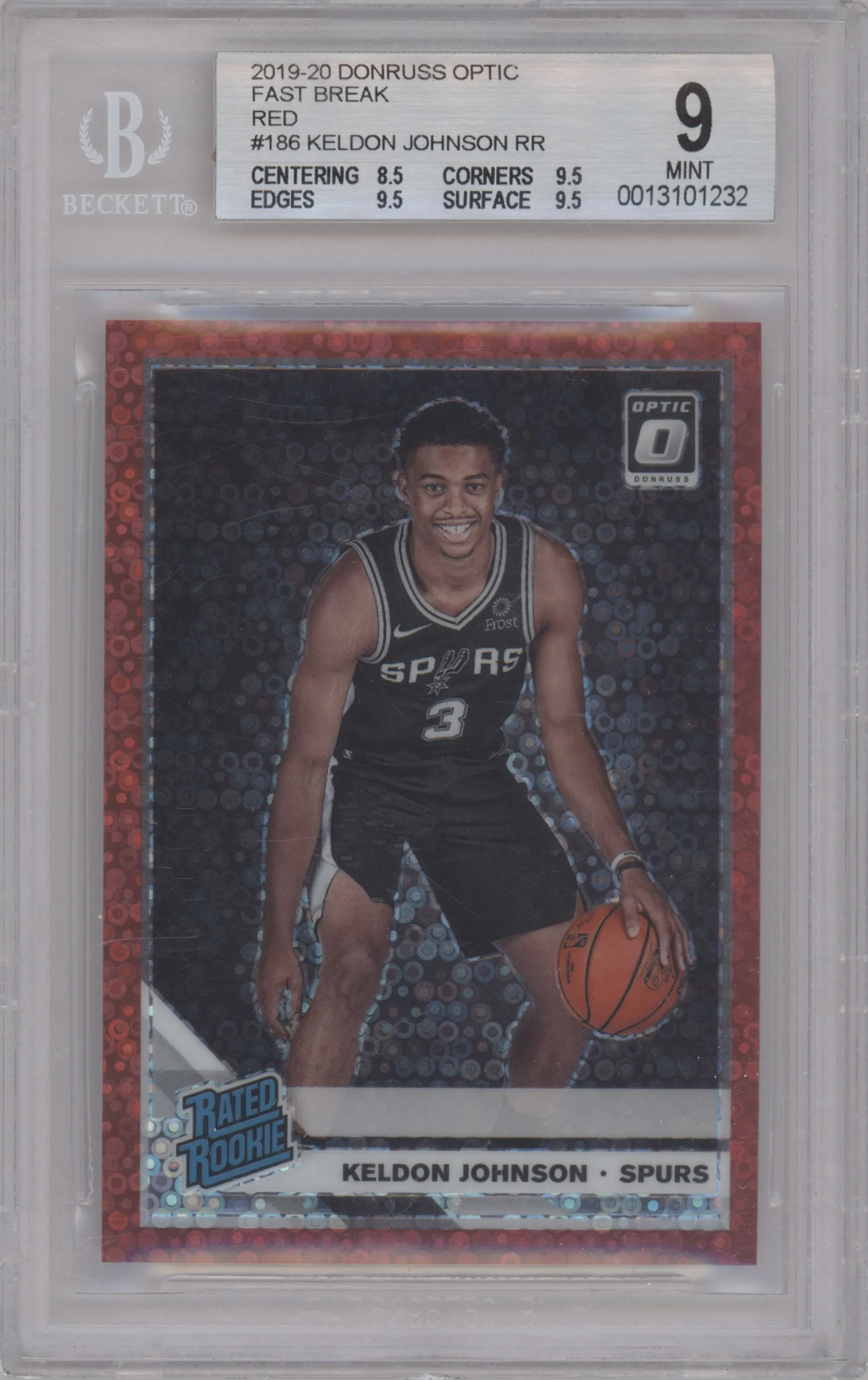 2019 Panini Donruss Optic Rated Rookie Keldon Johnson Fast Break Red BGS 9