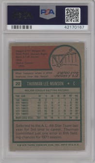 Thurman Munson from the 1975 Topps set graded by PSA and given an overall grade of 6.