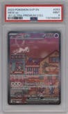 Mew ex from the 2023 Pokemon SV set featuring a Scarlet & Violet 151 Ultra Premium Collection parallel graded by PSA and given an overall grade of 9.