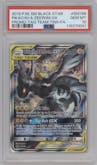 Pikachu/Zekrom GX from the 2019 Pokemon S&M  set featuring a Tag Team Tins parallel graded by PSA and given an overall grade of 10.