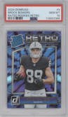 Brock Bowers from the 2024 Donruss set graded by PSA and given an overall grade of 10.