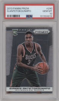 Giannis Antetokounmpo from the 2013-14 Panini Prizm set graded by PSA and given an overall grade of 10.
