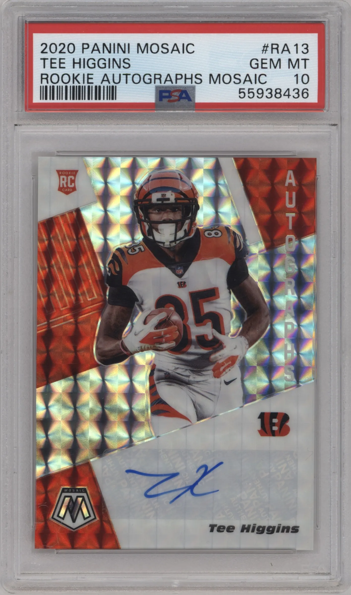 2020 Panini Mosaic Rke.Auto Tee Higgins PSA 10