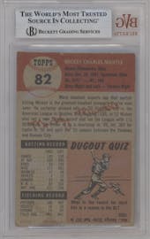 Mickey Mantle from the 1953 Topps set graded by Beckett and given an overall grade of 4.