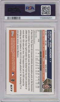 Justin Verlander  from the 2005 Topps set graded by PSA and given an overall grade of 10.