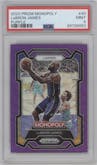 LeBron James from the 2023-24 Panini Prizm Monopoly set featuring a Purple  parallel graded by PSA and given an overall grade of 9.