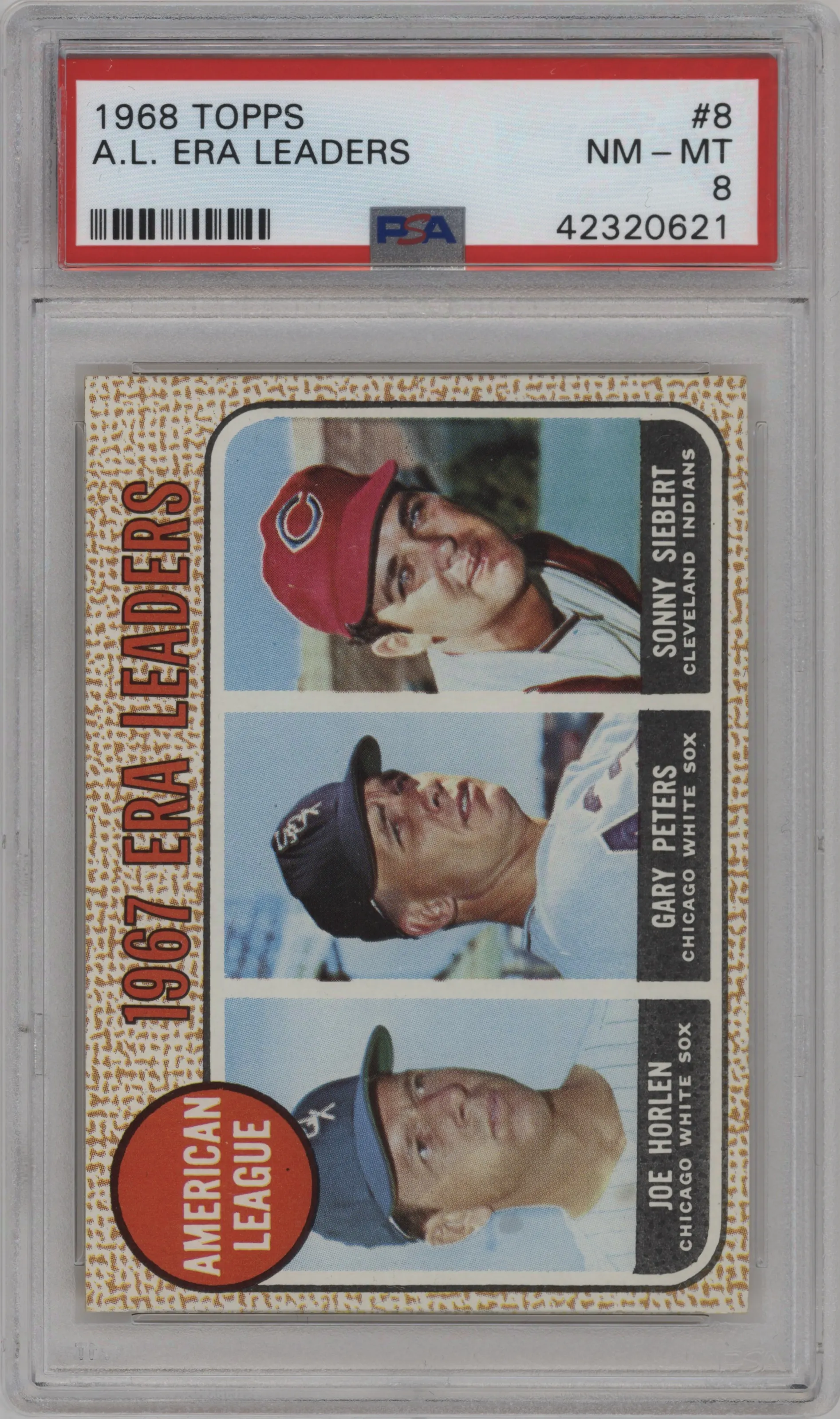 1968 Topps Joe Horlen/Gary Peters/Sonny Siebert PSA 8