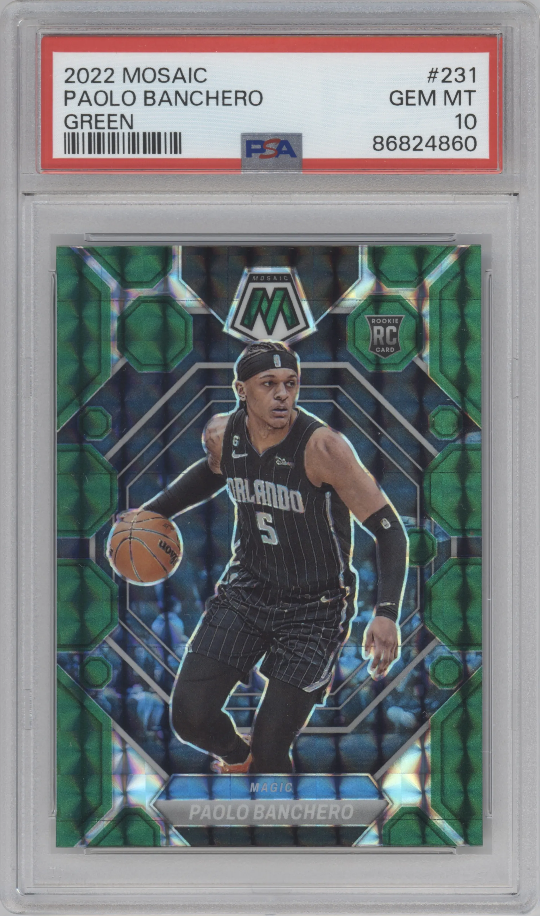 2022 Panini Mosaic Paolo Banchero Green Mosaic #231 PSA 10