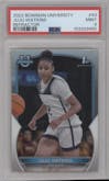 Juju Watkins from the 2022-23 Bowman University Chrome set featuring a Refractor parallel graded by PSA and given an overall grade of 9.