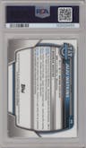 Juju Watkins from the 2022-23 Bowman University Chrome set featuring a Refractor parallel graded by PSA and given an overall grade of 9.