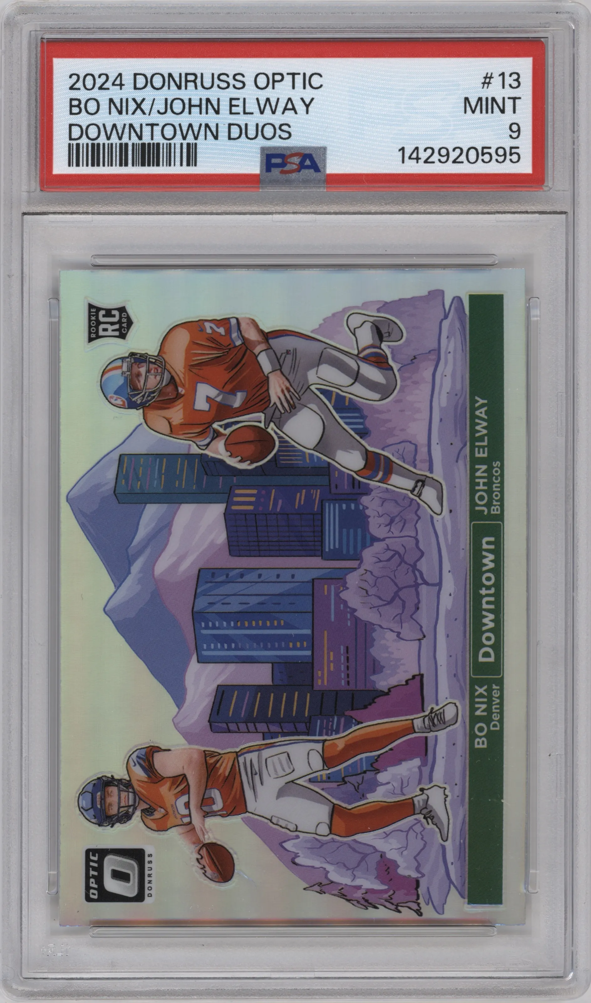 2024 Donruss Optic Downtown Duos Bo Nix/John Elway #13 PSA 9