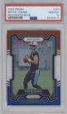Bryce Young from the 2023 Panini Prizm set featuring a Red/White/Blue parallel graded by PSA and given an overall grade of 10.