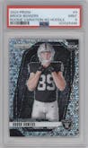 Brock Bowers from the 2024 Panini Prizm set featuring a No Huddle parallel graded by PSA and given an overall grade of 9.