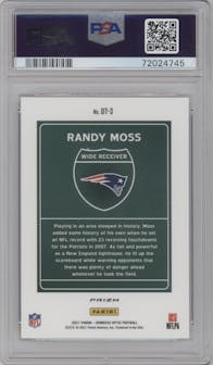 Randy Moss from the 2021 Panini Donruss Optic set graded by PSA and given an overall grade of 10.