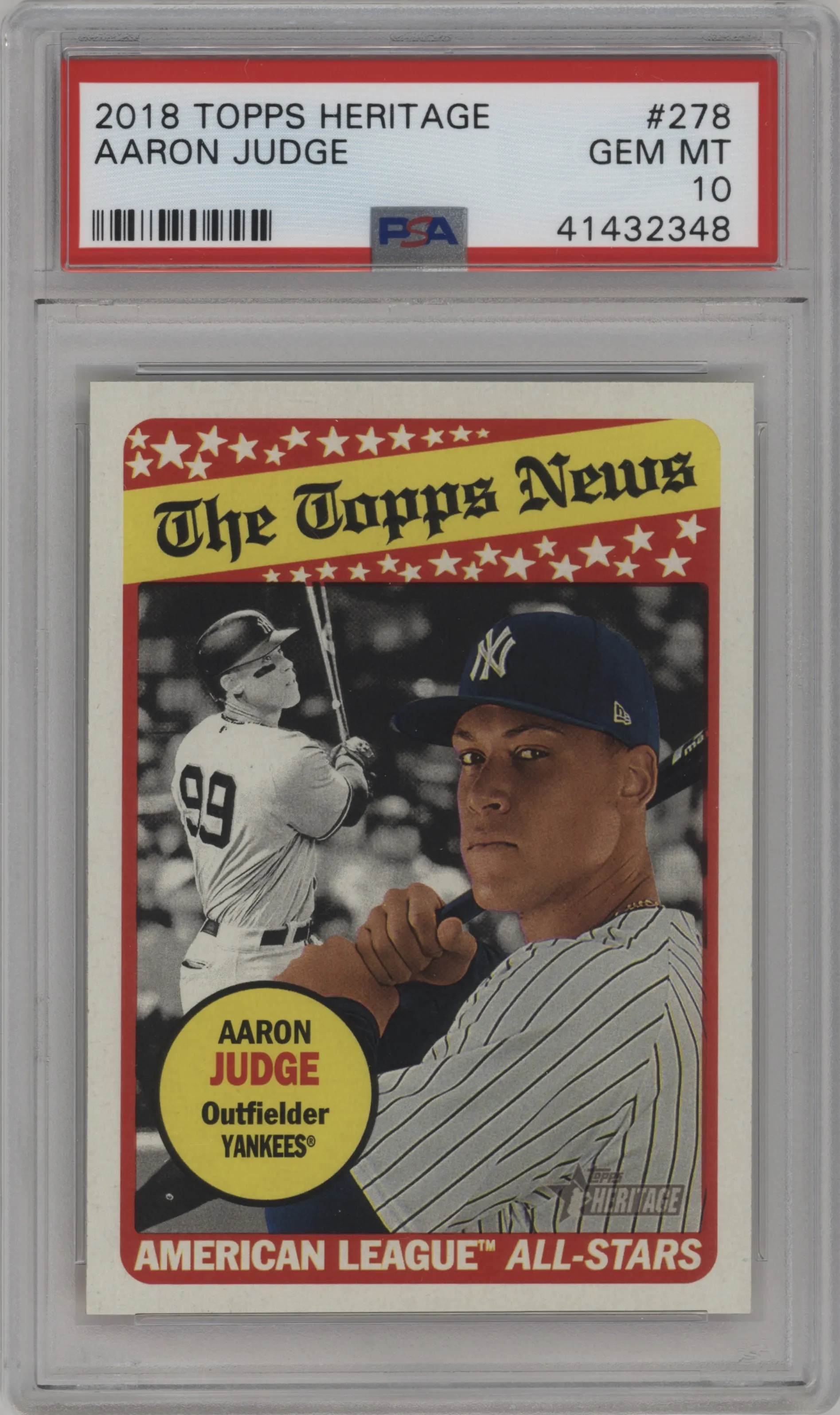 2018 Topps Heritage Aaron Judge #278 PSA 10