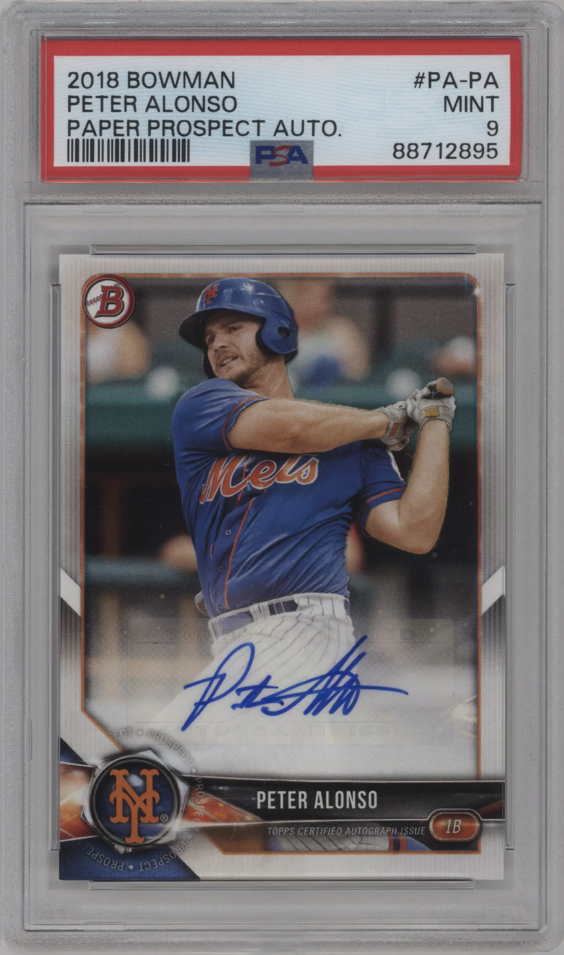 2018 Bowman Pros.Auto Peter Alonso #PA-PA PSA 9