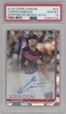 Carter Kieboom from the 2019 Topps Chrome Sapphire Edition set graded by PSA and given an overall grade of 10.