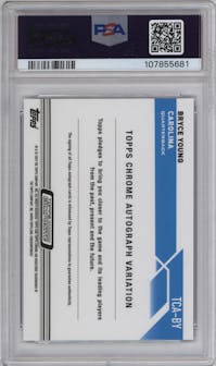Bryce Young from the 2023 Topps Composite set featuring a Blue Refractor parallel graded by PSA and given an overall grade of 10.