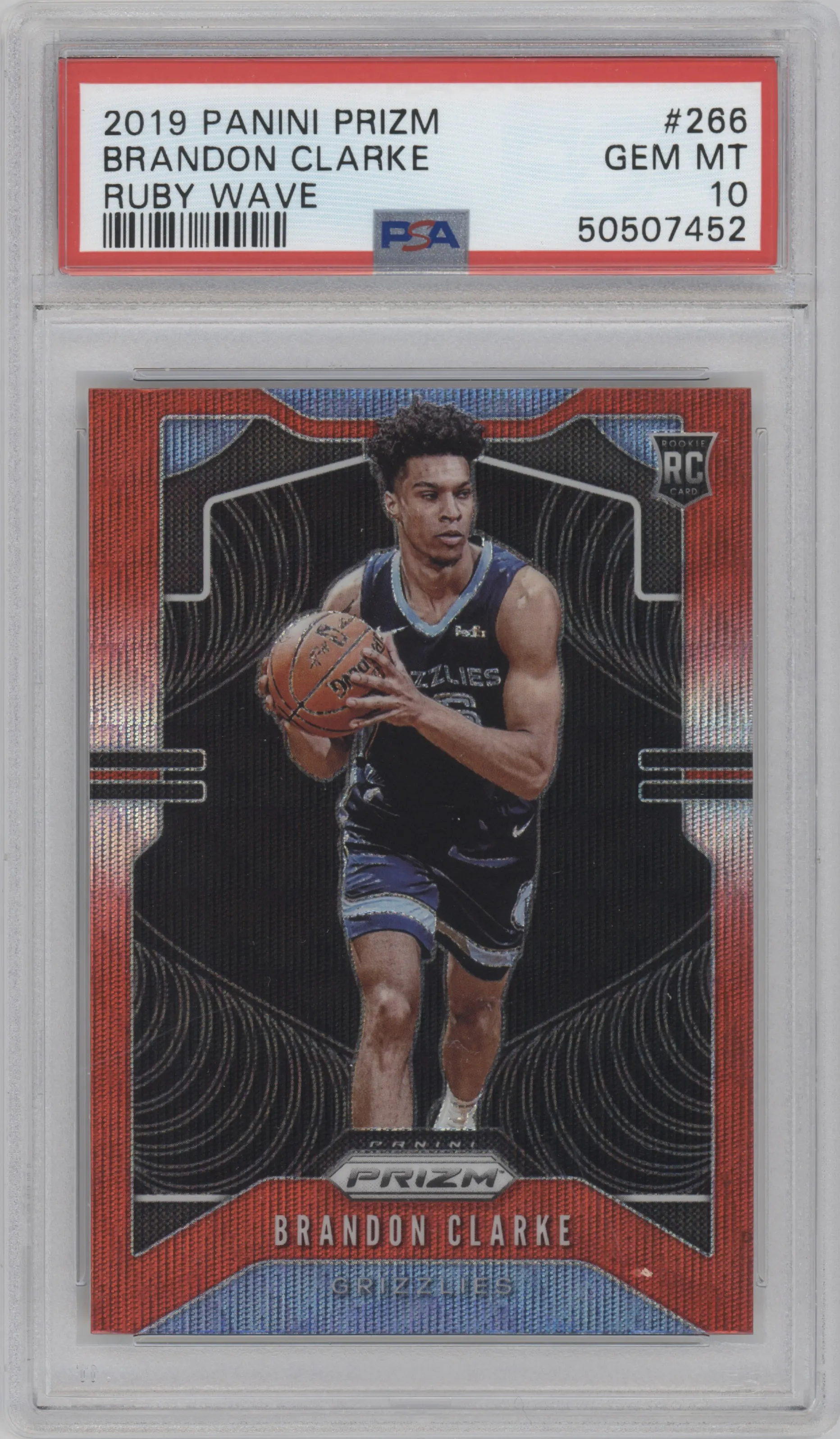 2019 Panini Prizm Brandon Clarke Ruby Wave #266 PSA 10