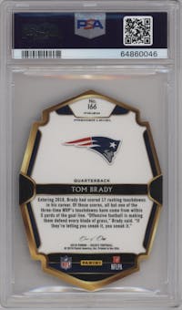 Tom Brady from the 2018 Panini Select set featuring a Die-Cut Black Prizm  parallel graded by PSA and given an overall grade of 10.