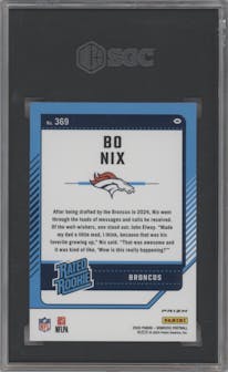 Bo Nix from the 2024 Donruss set featuring a Red Wave parallel graded by SGC and given an overall grade of 9.5.