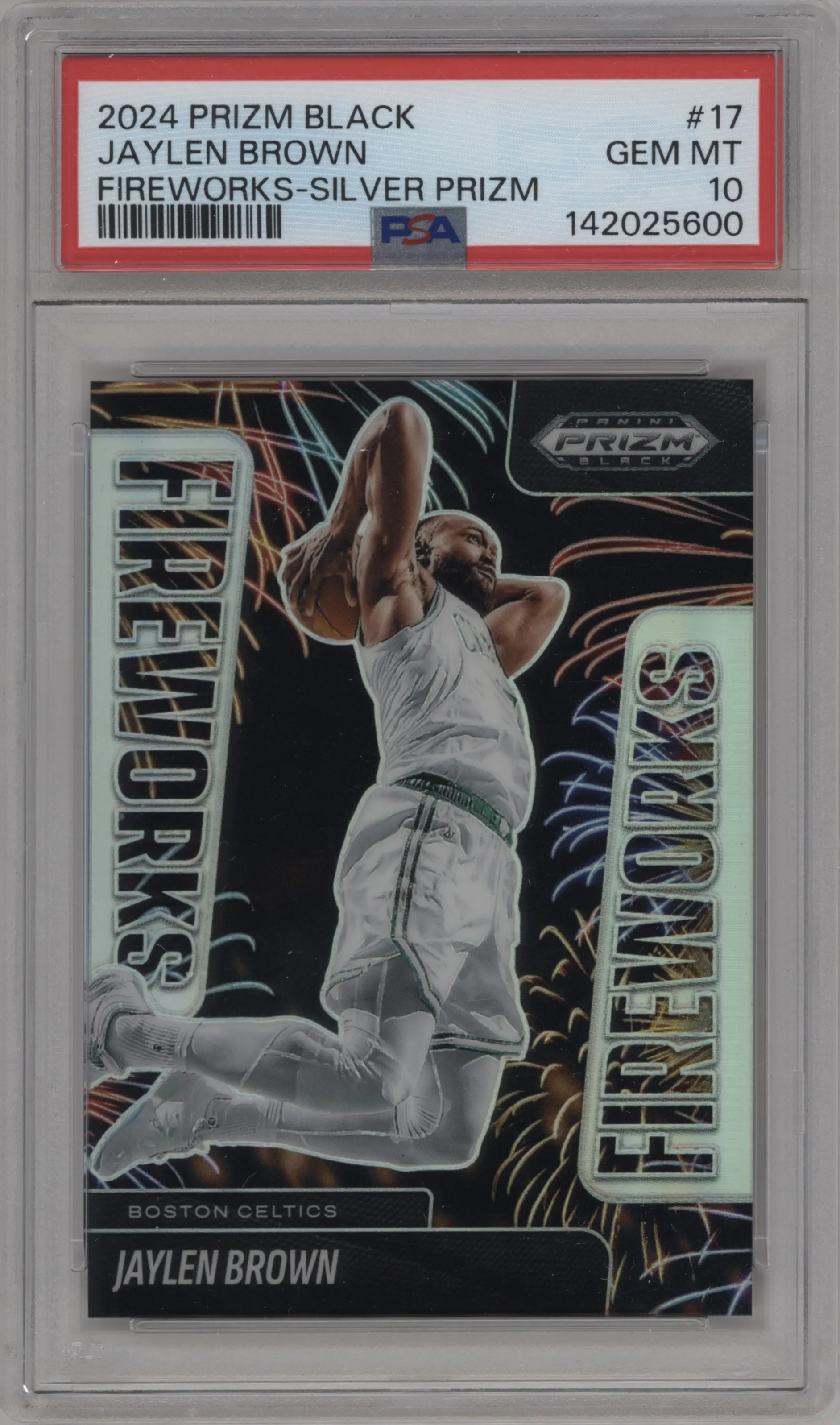 2024 Panini Prizm Black Fireworks Jaylen Brown Silver PSA 10