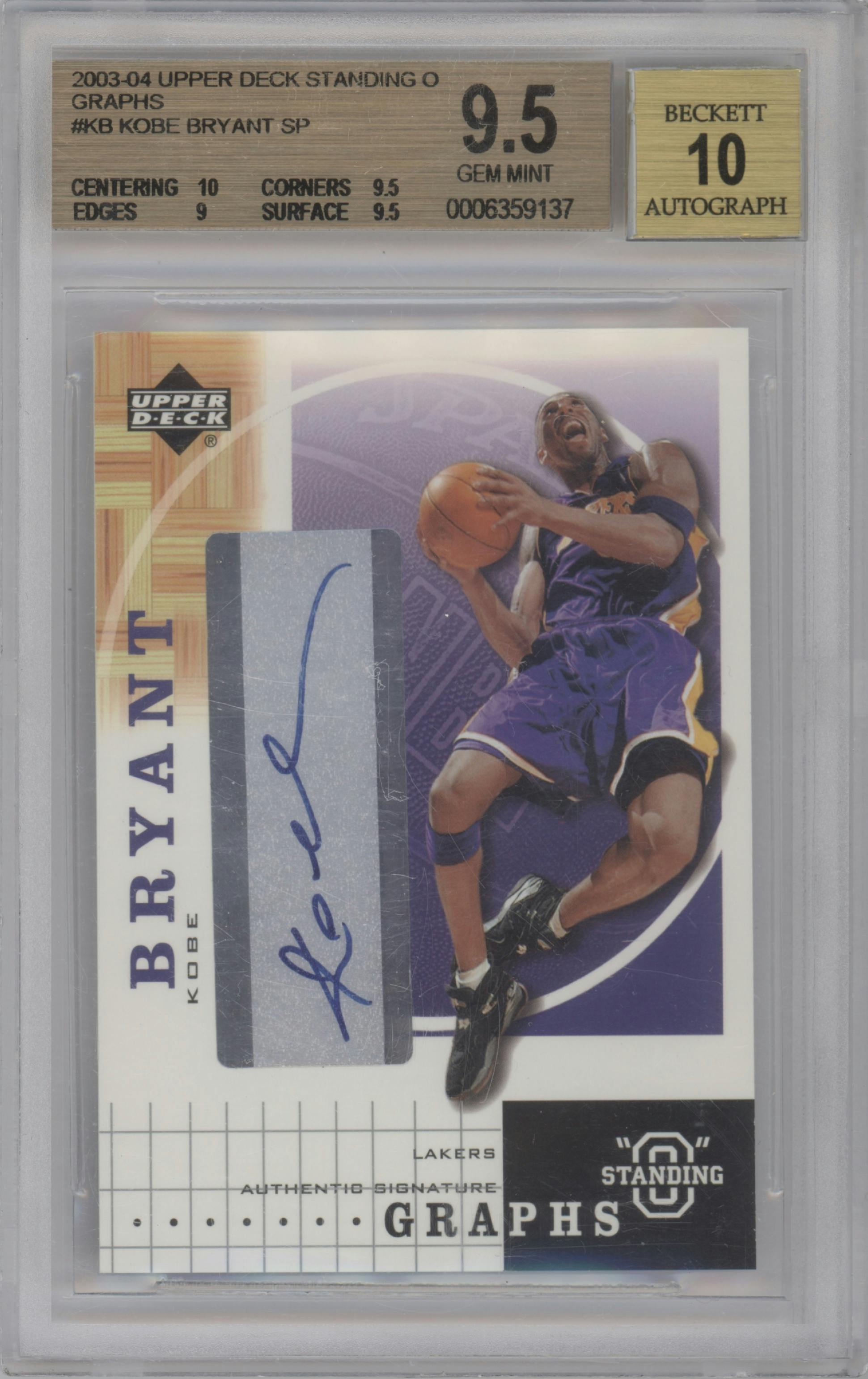 Kobe Bryant from the 2003-04 Upper Deck Standing O set graded by Beckett and given an overall grade of 9.5.