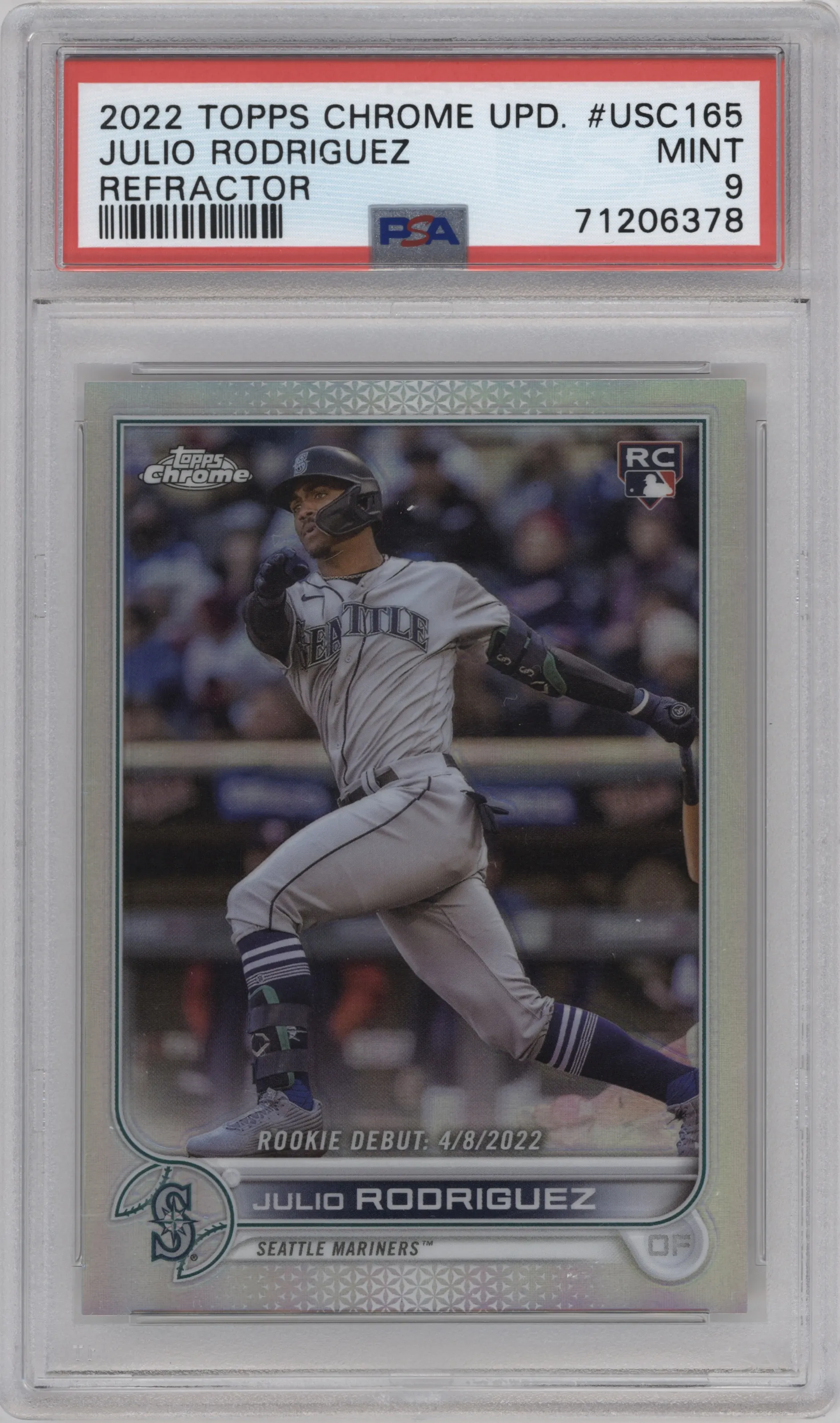 2022 Topps Chrome Update Julio Rodriguez Refractor #USC165 PSA 9