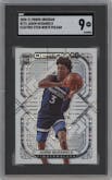 Jaden McDaniels from the 2020-21 Panini Obsidian set featuring a Electric Etch White Pulsar parallel graded by SGC and given an overall grade of 9.