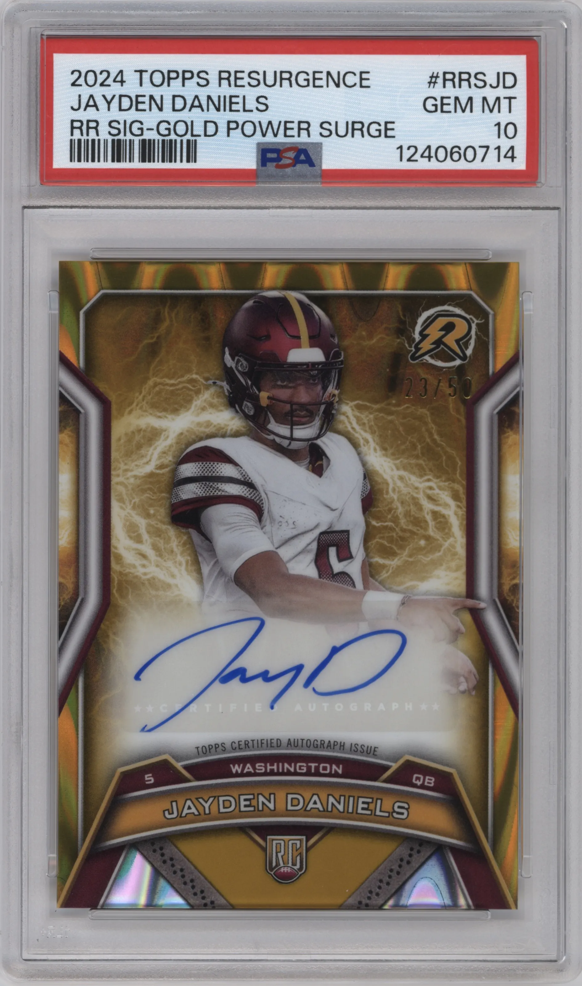 2024 Topps Resurgence Res.Rke.Sig. Jayden Daniels Gold Power Surge PSA 10