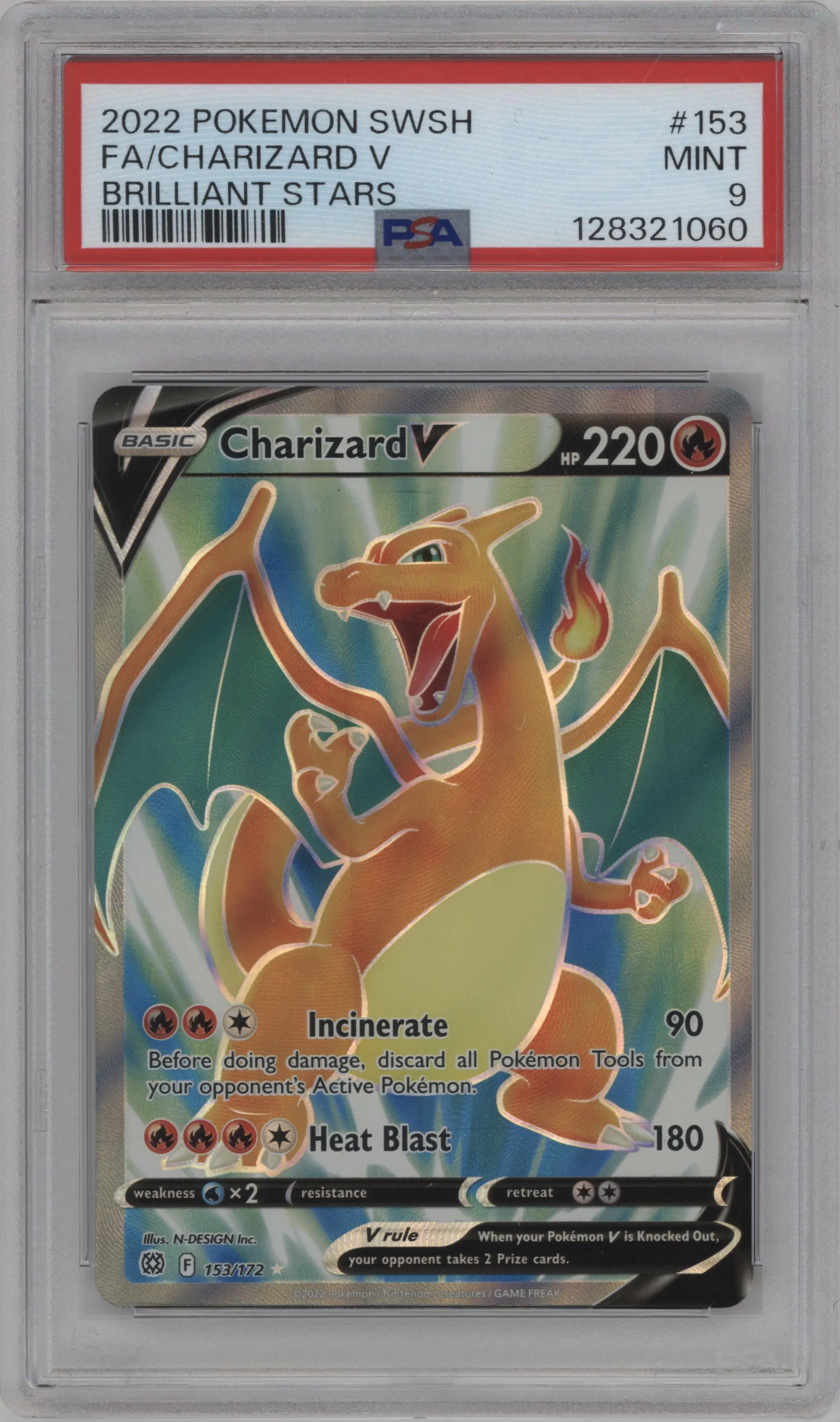 2022 Pokemon SWSH Brilliant Stars Charizard V #153 PSA 9