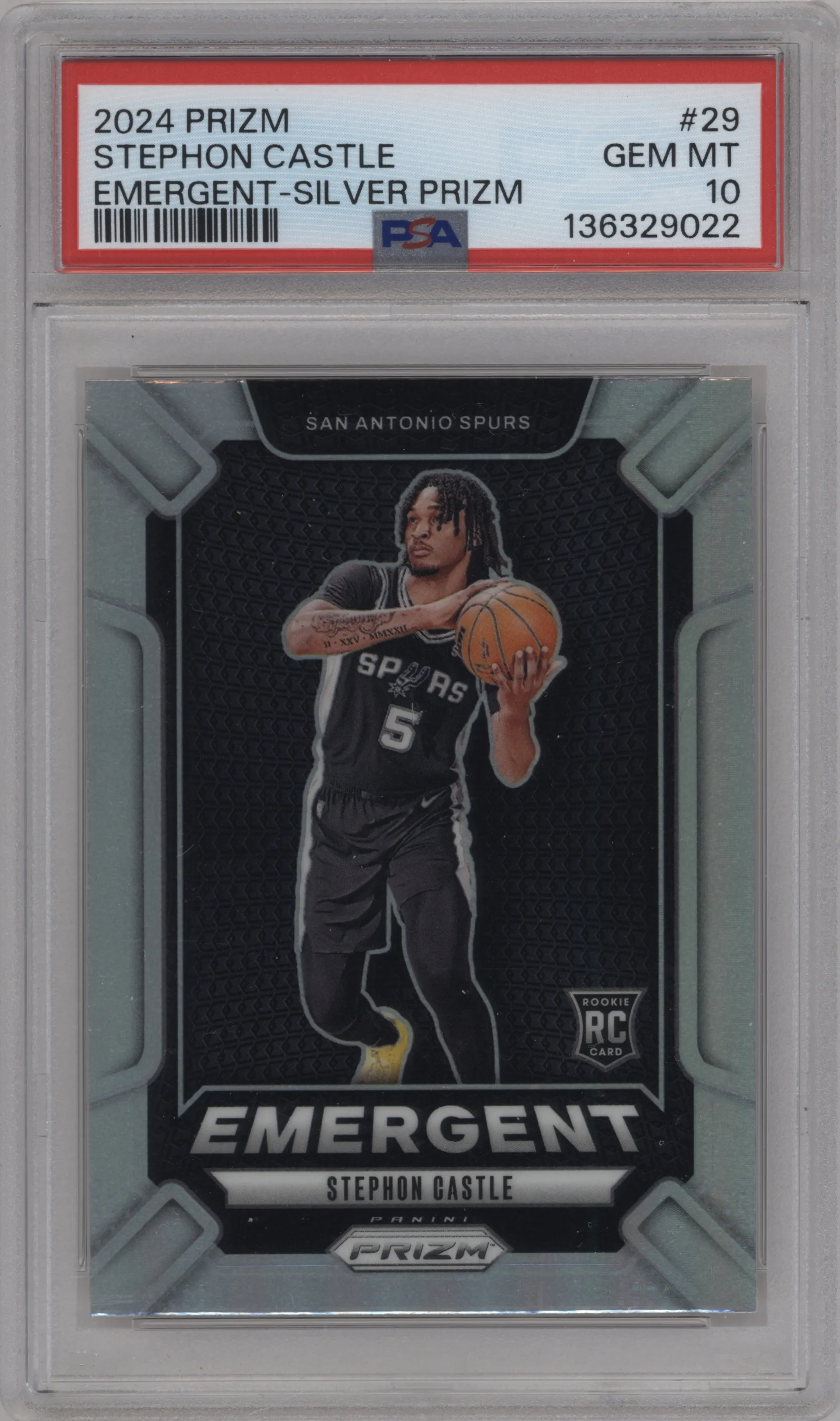 2024 Panini Prizm Emergent Stephon Castle Silver Prizm #29 PSA 10