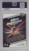 Bijan Robinson from the 2023 Donruss Optic set featuring a Ice Prizm parallel graded by PSA and given an overall grade of 10.
