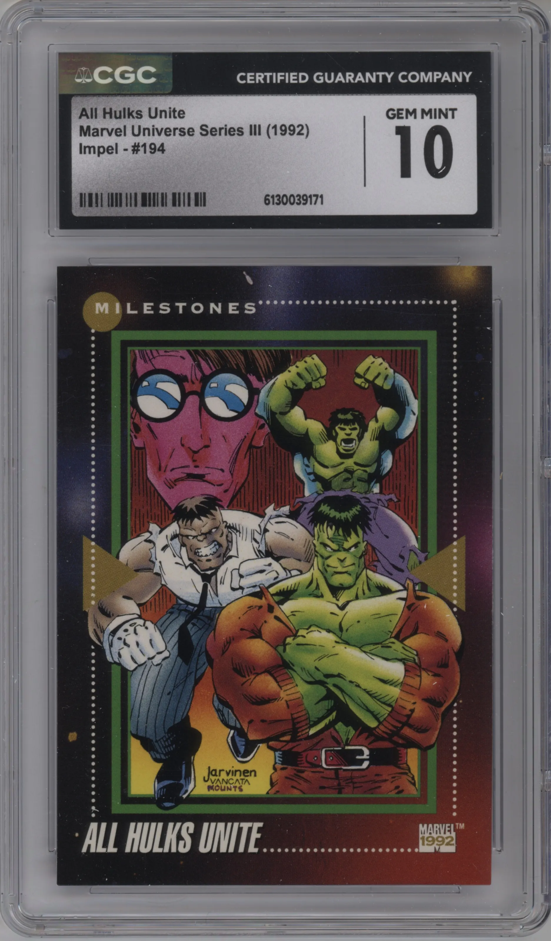 1992 Impel Marvel Universe Series 3 All Hulks Unite CGC 10