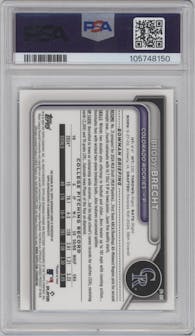 Brody Brecht  from the 2024 Bowman Draft set graded by PSA and given an overall grade of 10.