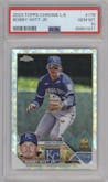 Bobby Witt Jr. from the 2023 Topps Chrome Logofractor Edition set graded by PSA and given an overall grade of 10.