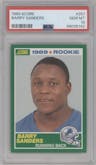 Barry Sanders from the 1989 Score set graded by PSA and given an overall grade of 10.