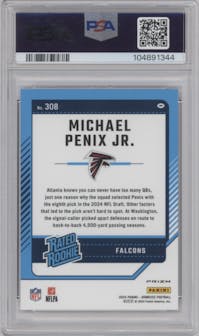 Michael Penix Jr.  from the 2024 Donruss set graded by PSA and given an overall grade of 10.