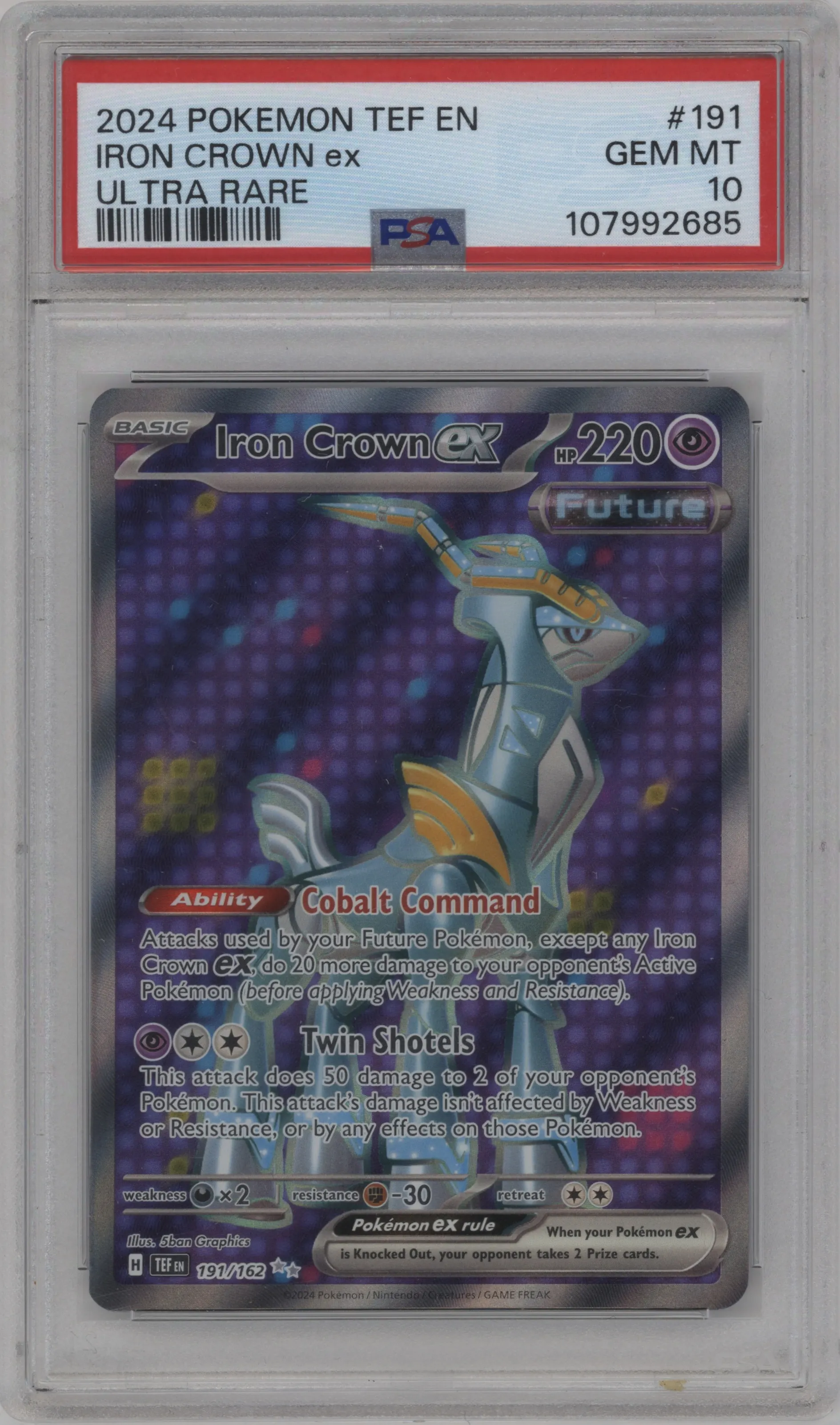 2024 Pokemon SV Temporal Forces Iron Crown EX #191 PSA 10