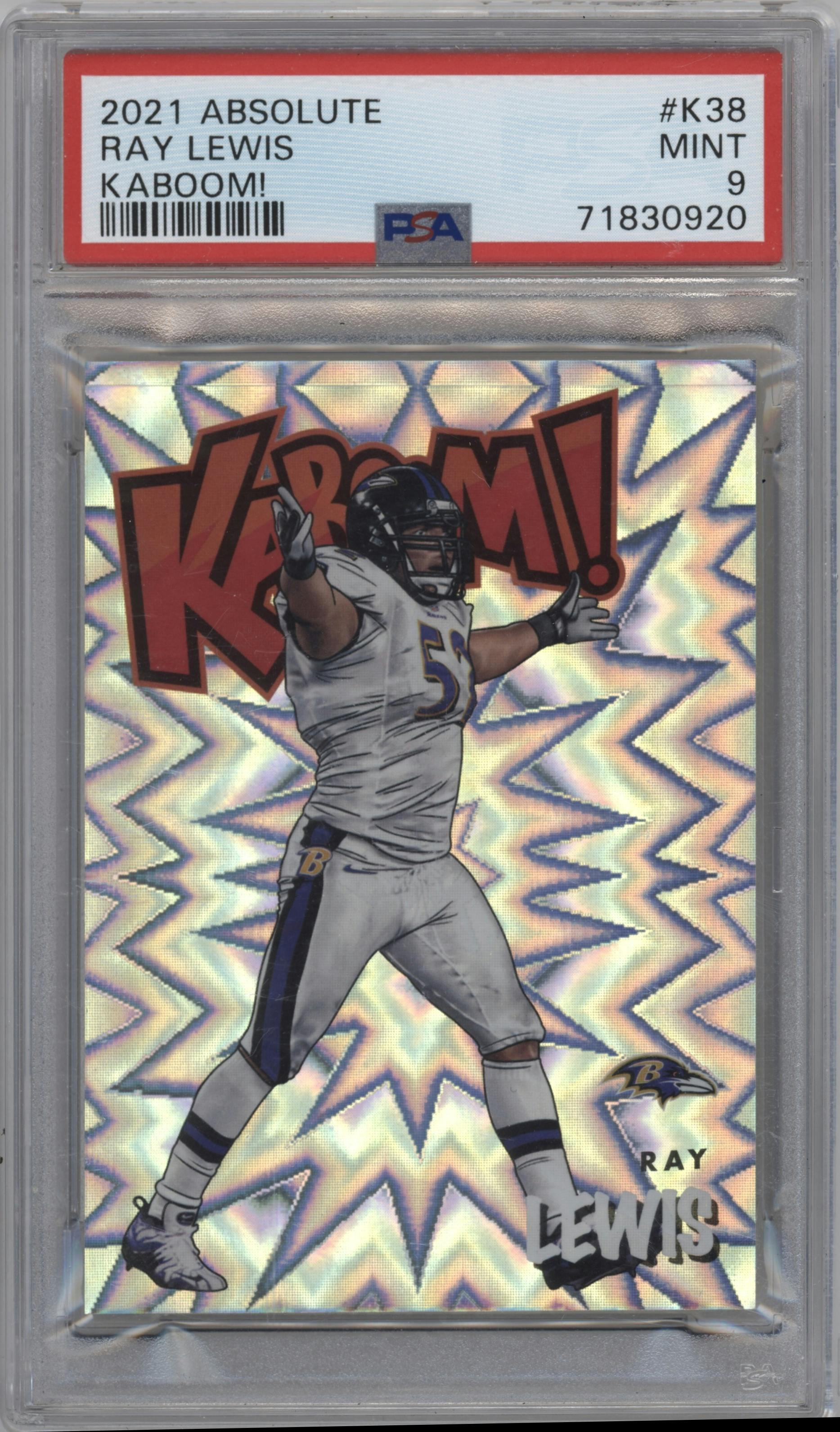Ray Lewis from the 2021 Panini Absolute set graded by PSA and given an overall grade of 9.